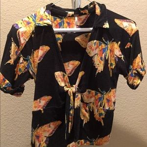 Free People crop-top collared top